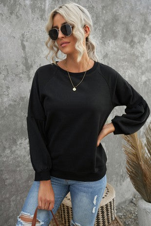 Bubble Sleeve Sweatshirt/Black