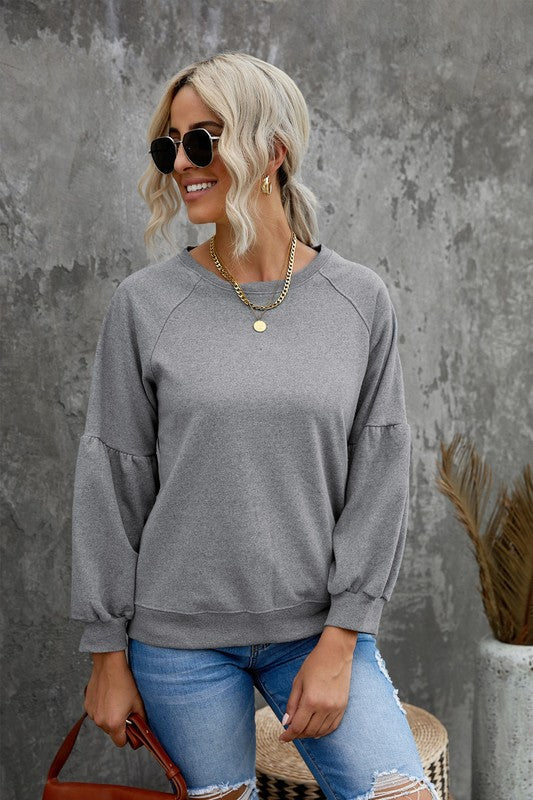 Bubble Sleeve Sweatshirt/Grey