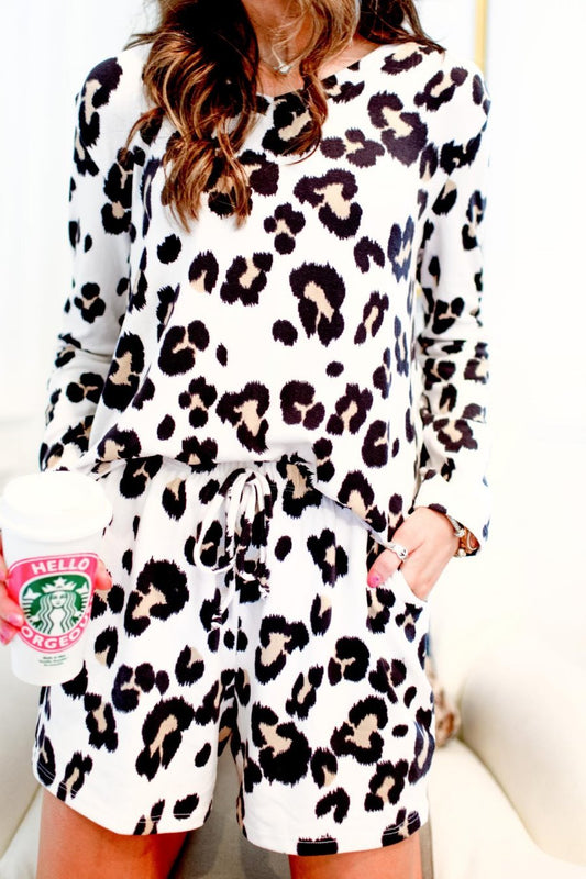 Jacie Long Sleeve Leopard Loungewear Set